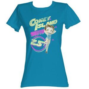 Betty Boop - Coney Island Womens T-Shirt, size small US womens, color blue.